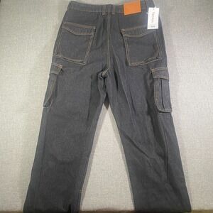 NWT Yeokou Denim Carpenter Jeans Mens Size 34 Black Relaxed